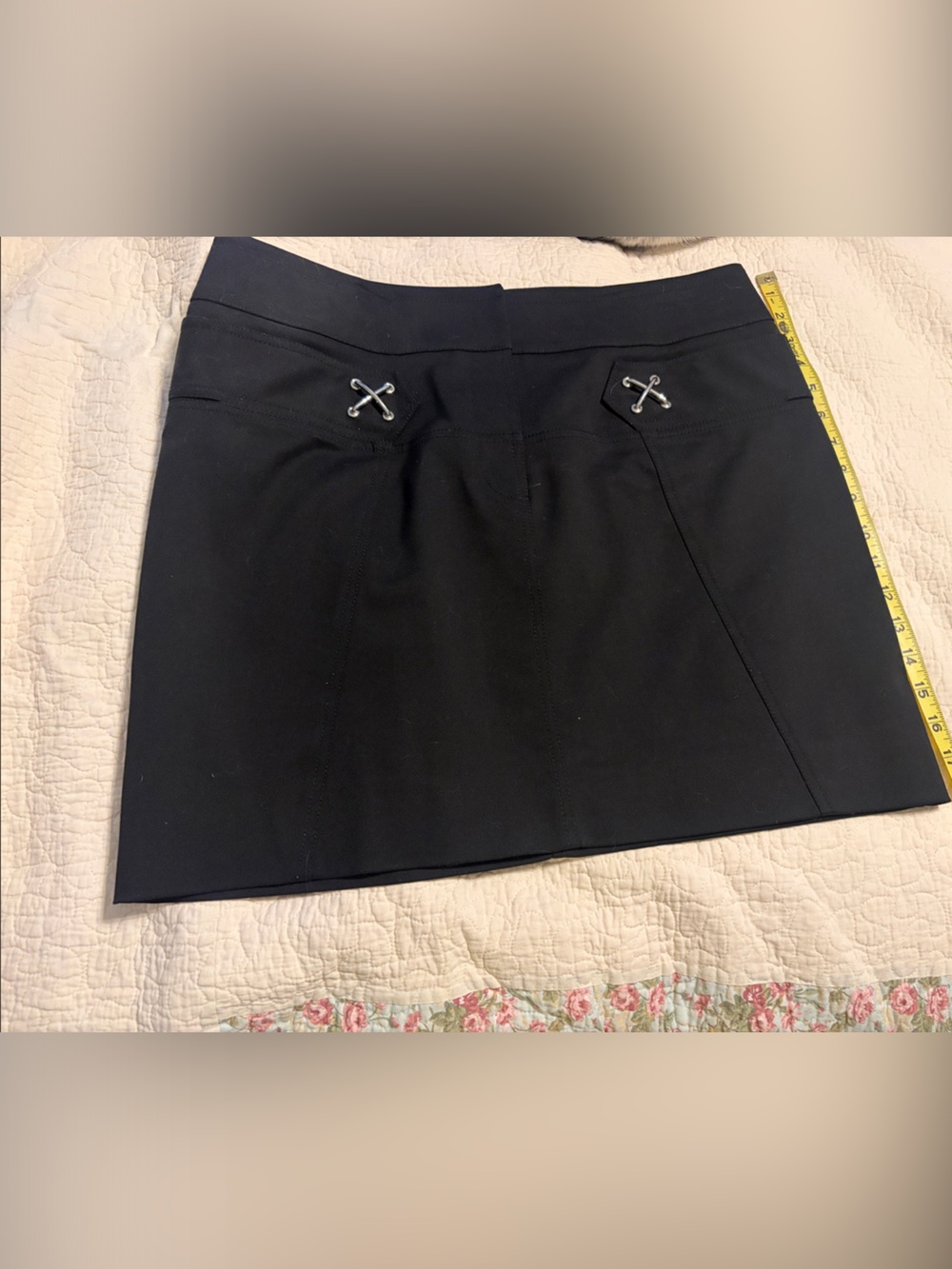 Etcetera Black Midi Skirt with Silver Accent Hardware